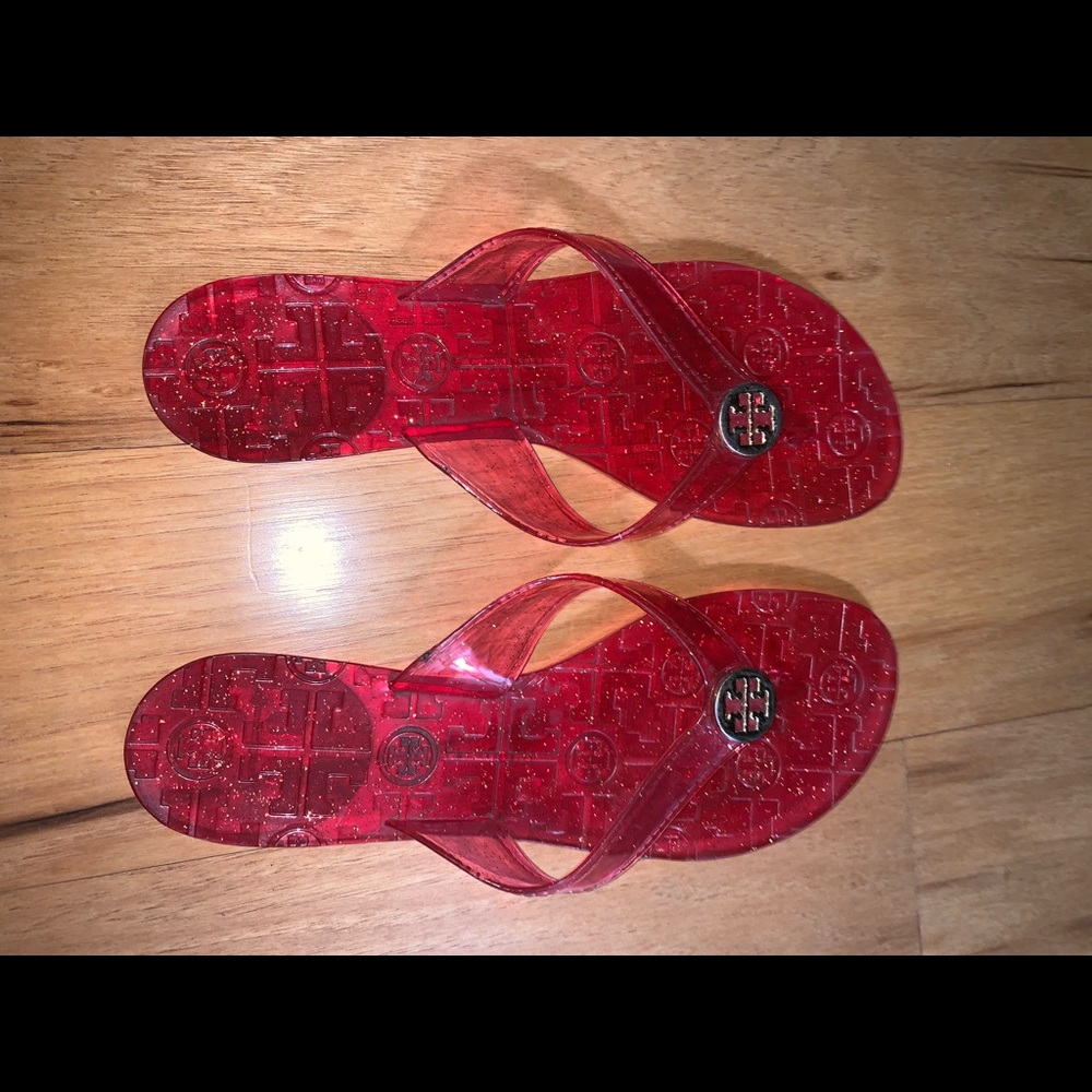 Tory Burch glitter pink Thora jelly flip flop 8
